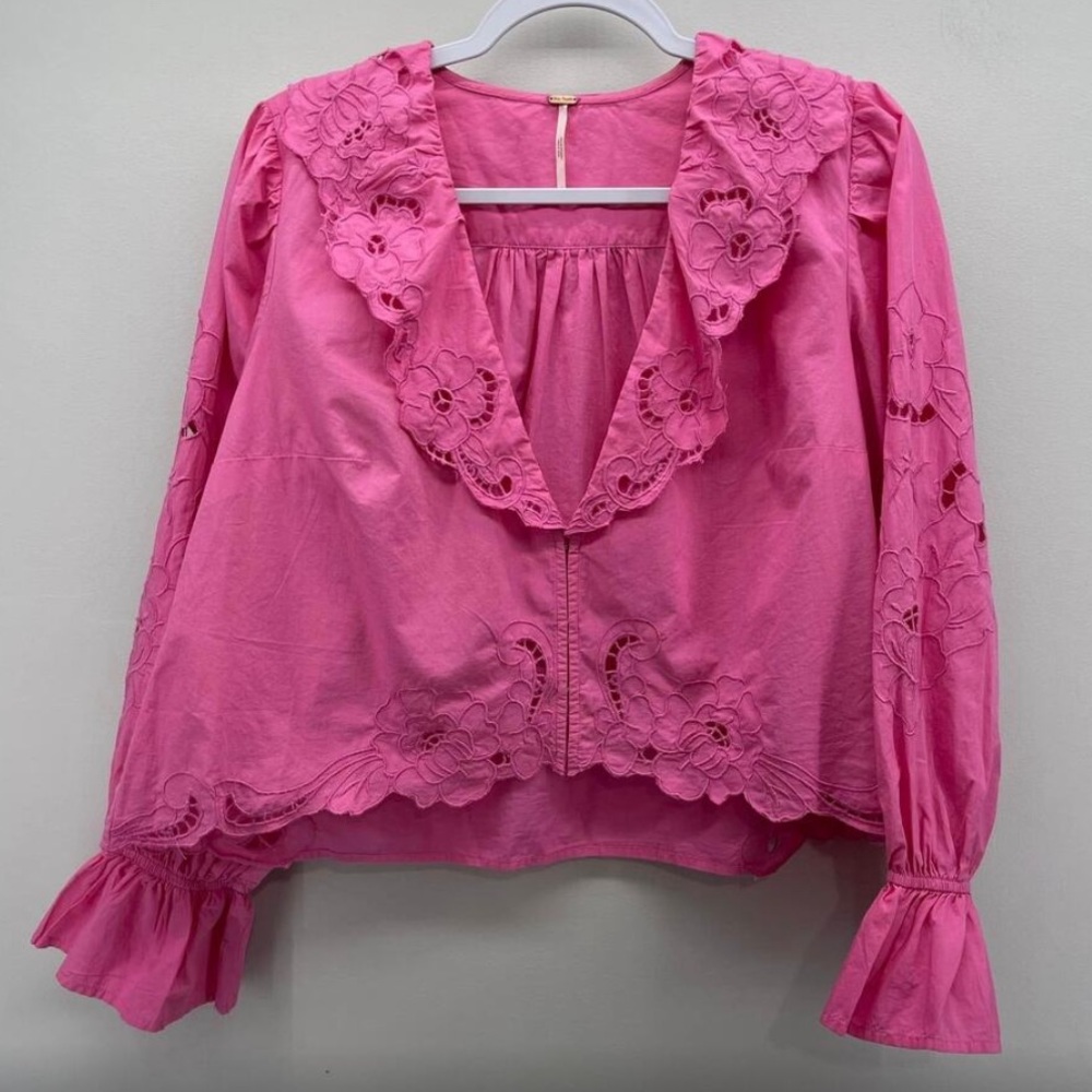 Free People Pink Lace Blouse